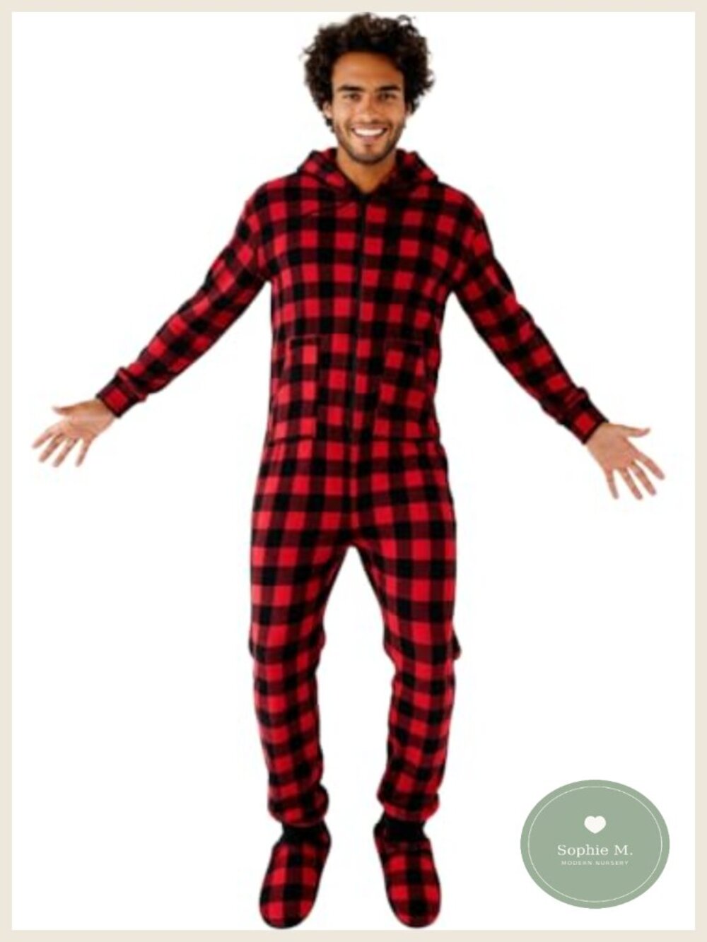 Men's Plush Fleece Hooded Onesie Footie Pajamas